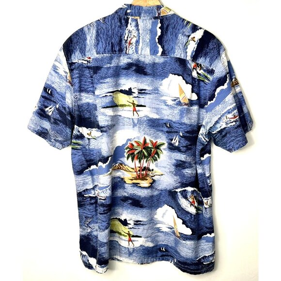 Tommy Bahama Mens Hawaiian Shirt Surfing Ocean Button Up Camp All Over Print XL - Picture 2 of 13